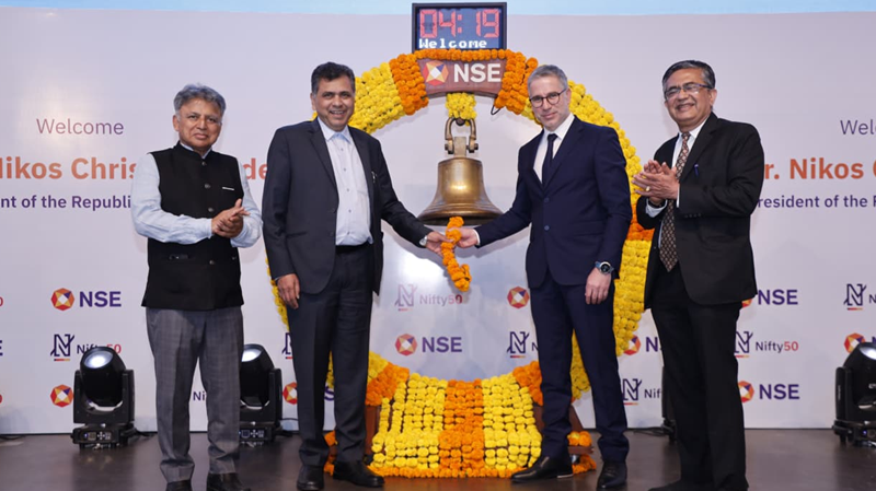 Chairman, Cyprus Stock Exchange rings NSE India bell